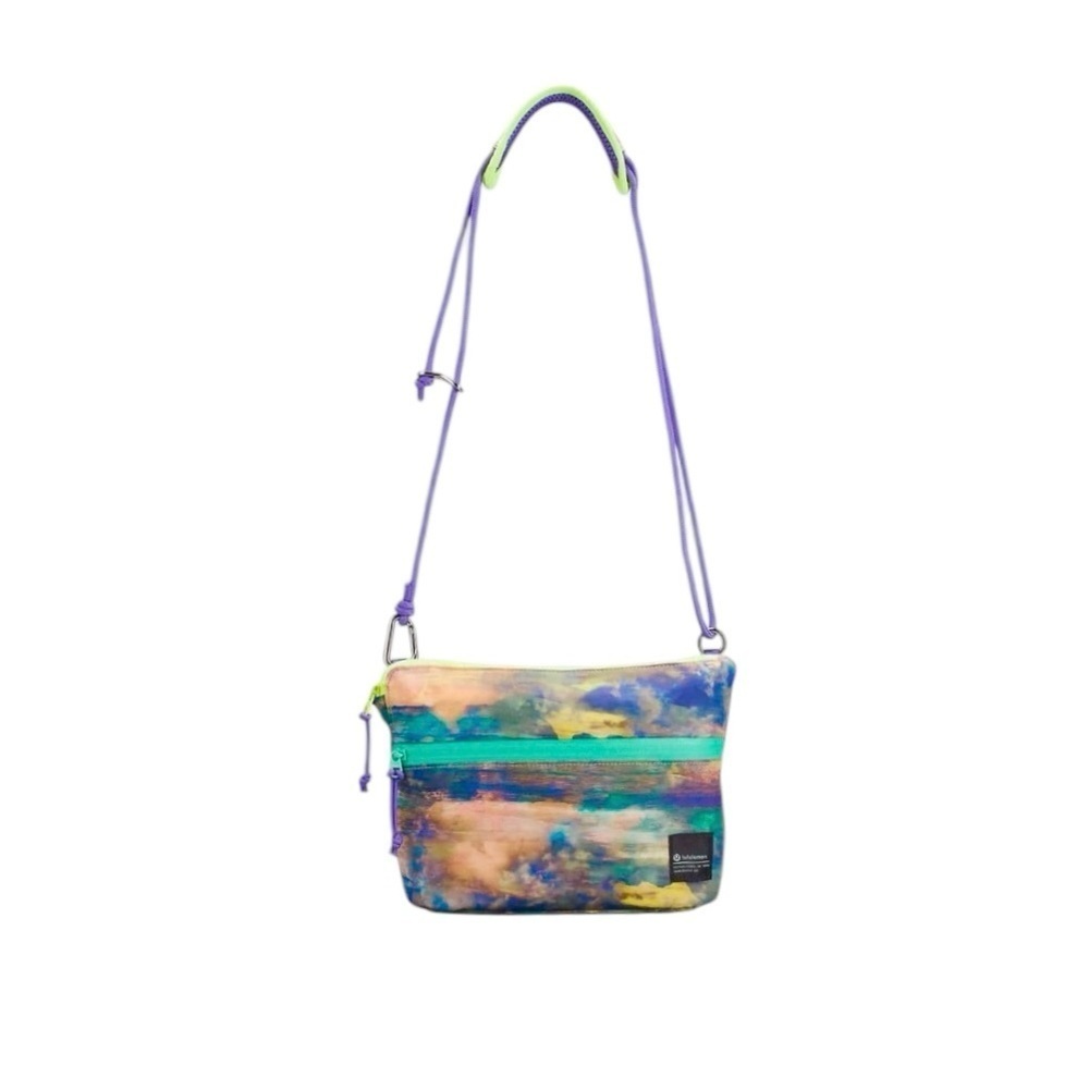 Lululemon Athletica Patch Logo Crossbody Altered Nature Multi Bag Neon Pastel